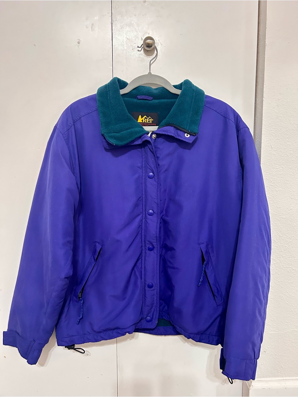 REI Vintage Purple Winter Jacket with Green Fleece